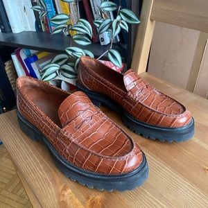 Reformation Agathea Chunky Loafer in Brown Croc
